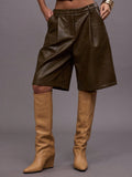 Faux Leather Bermuda Shorts