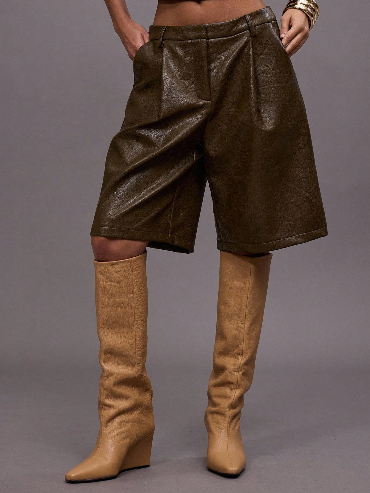 Faux Leather Bermuda Shorts