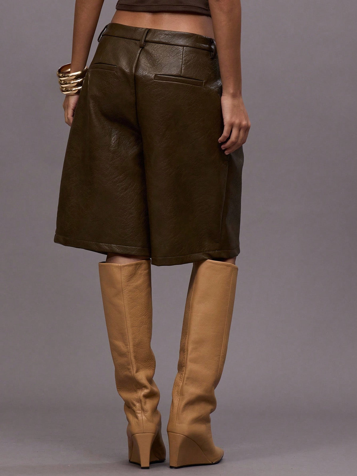 Faux Leather Bermuda Shorts