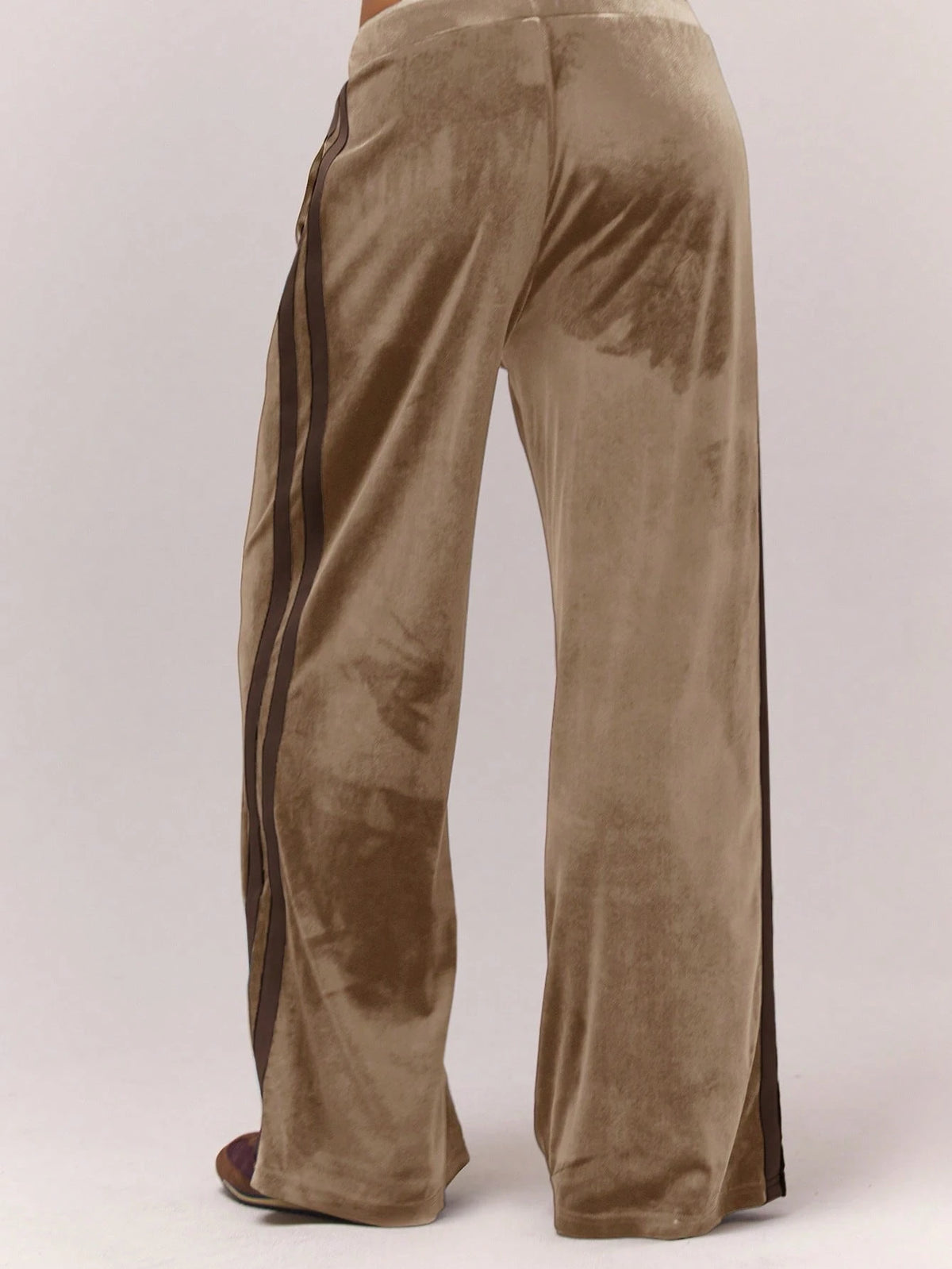 Brown Velour Wide Leg Joggers