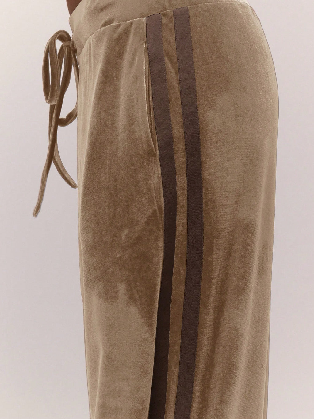 Brown Velour Wide Leg Joggers
