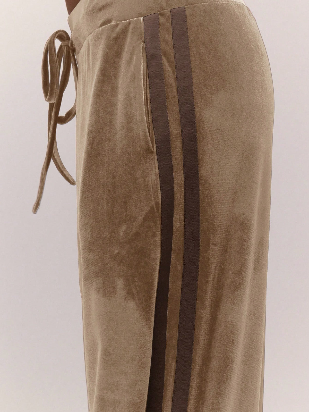 Brown Velour Wide Leg Joggers