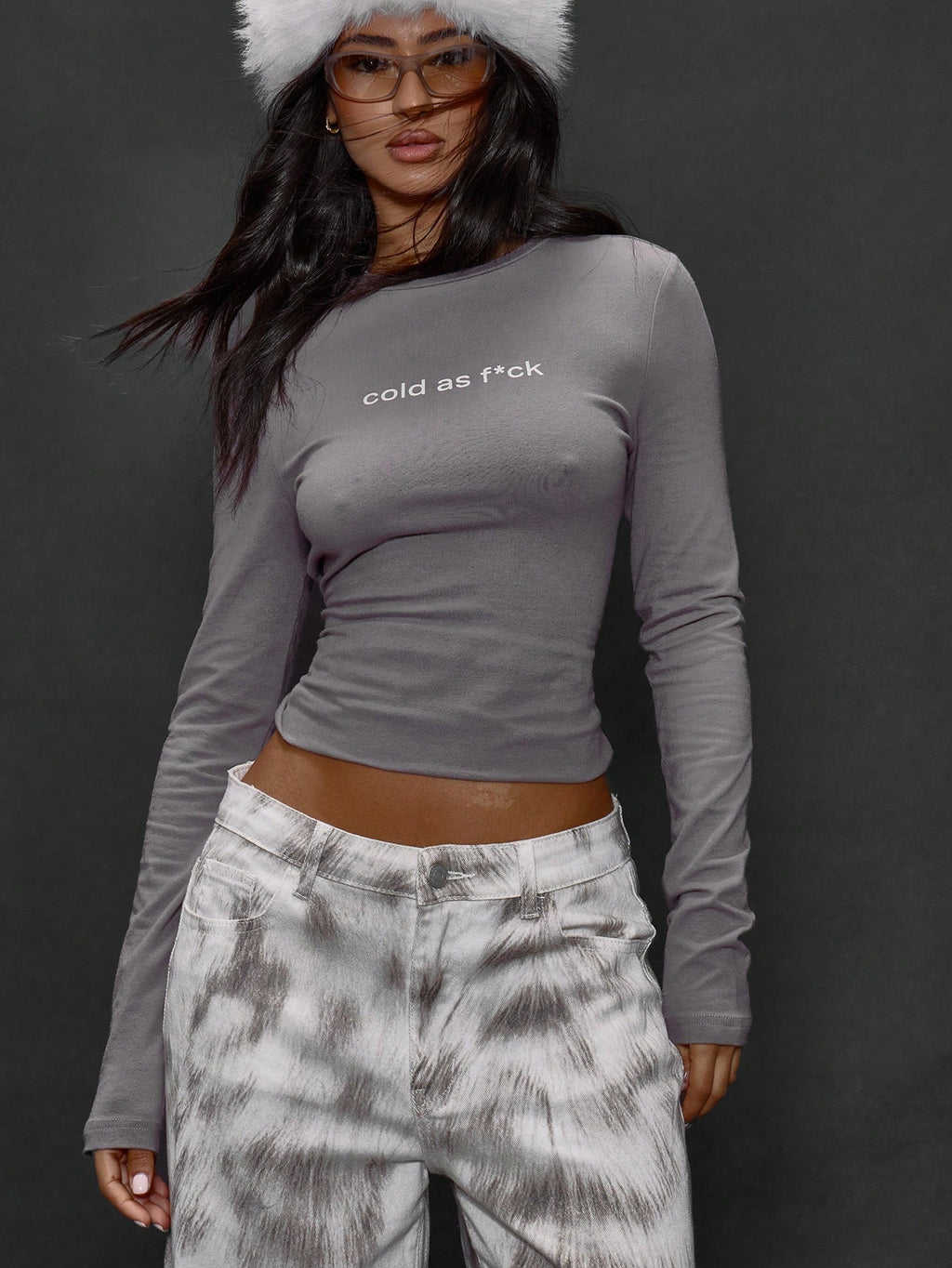 Grey Graphic Long Sleeve Tee