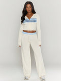 Cream Knit Drawstring Trousers