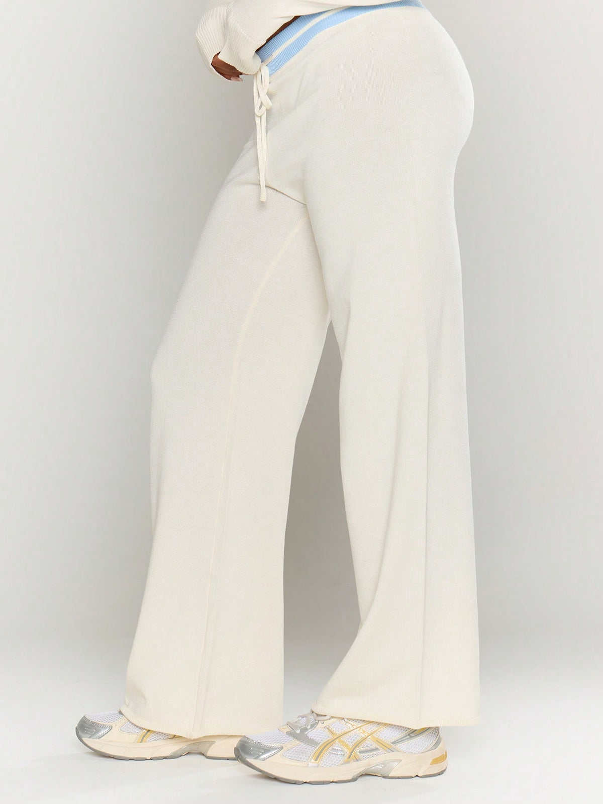 Cream Knit Drawstring Trousers