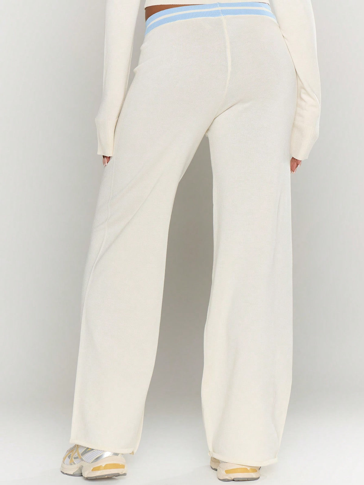 Cream Knit Drawstring Trousers