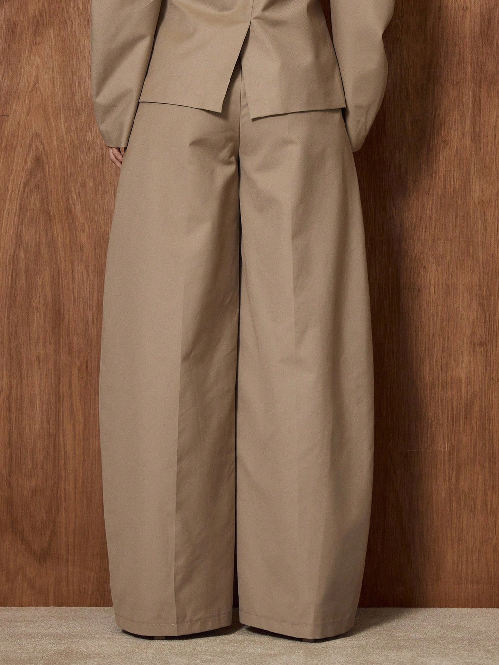 Khaki High Waist Wide Leg Suit Trousers