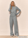 Grey Knit Straight Leg Trousers