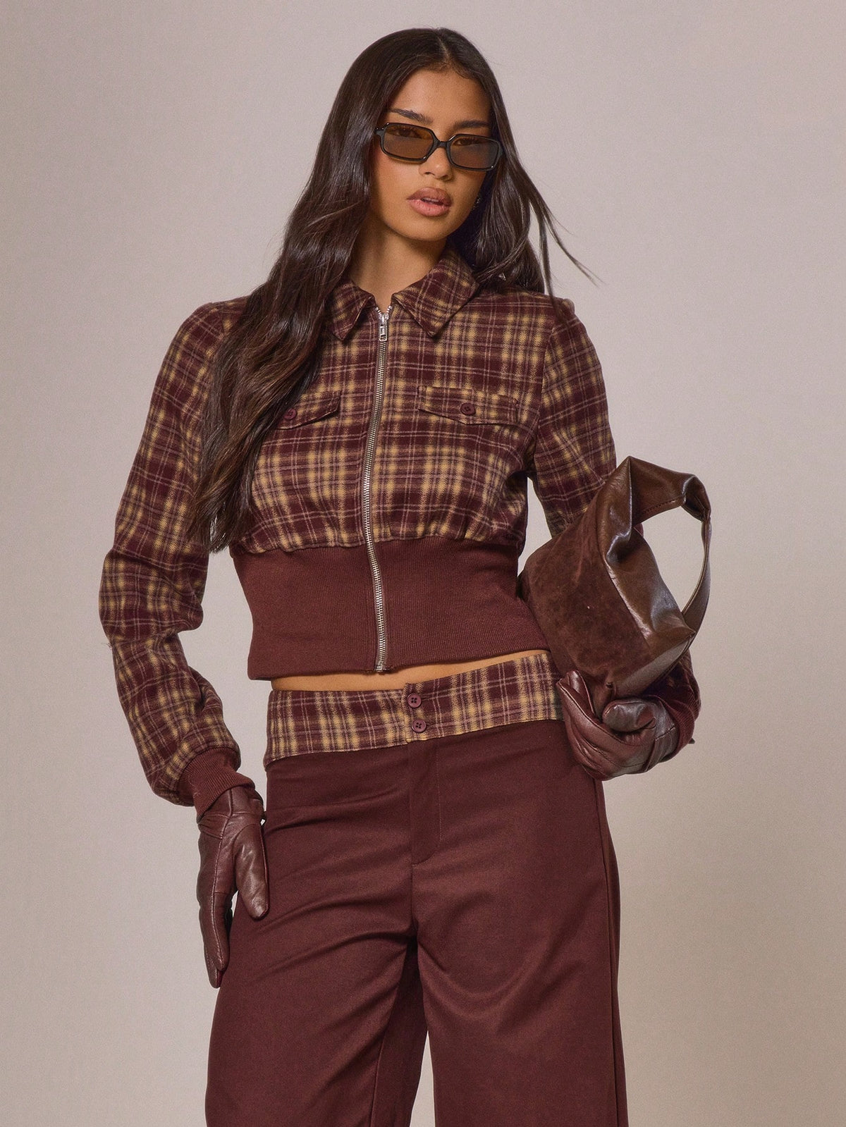 Plaid Zip Through Jacket