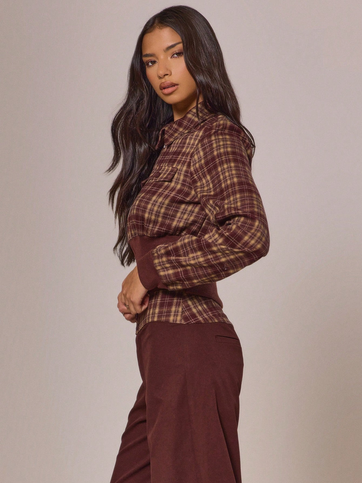 Plaid Zip Through Jacket