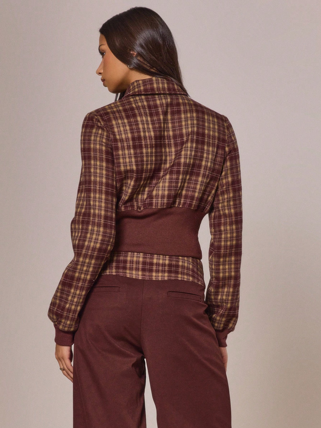 Plaid Zip Through Jacket