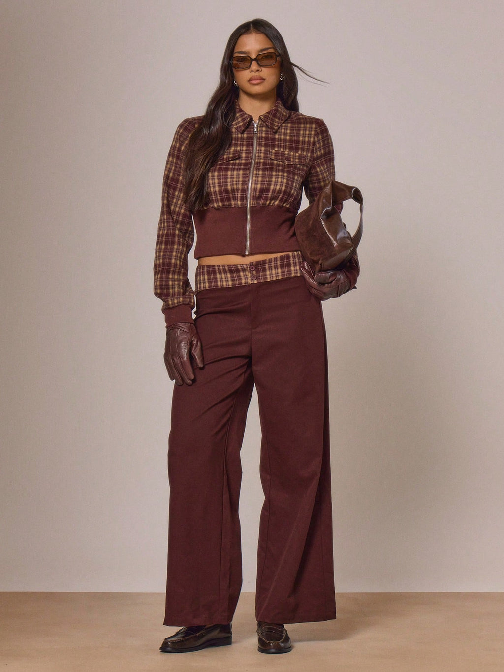 Plaid Zip Through Jacket
