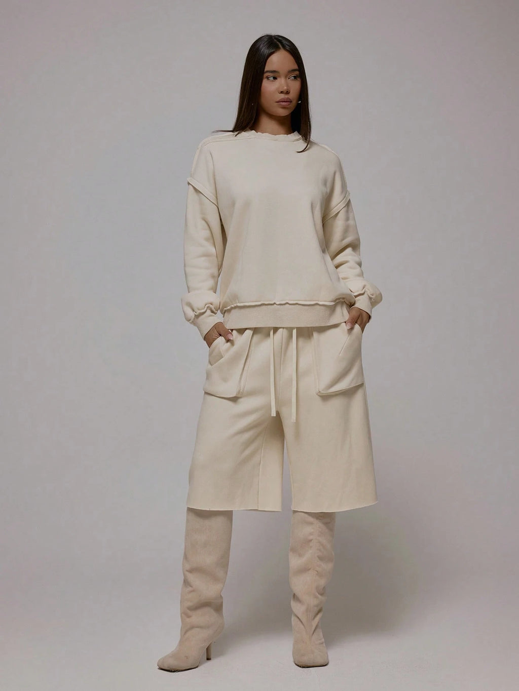 Apricot Raw Hem Jogger Shorts