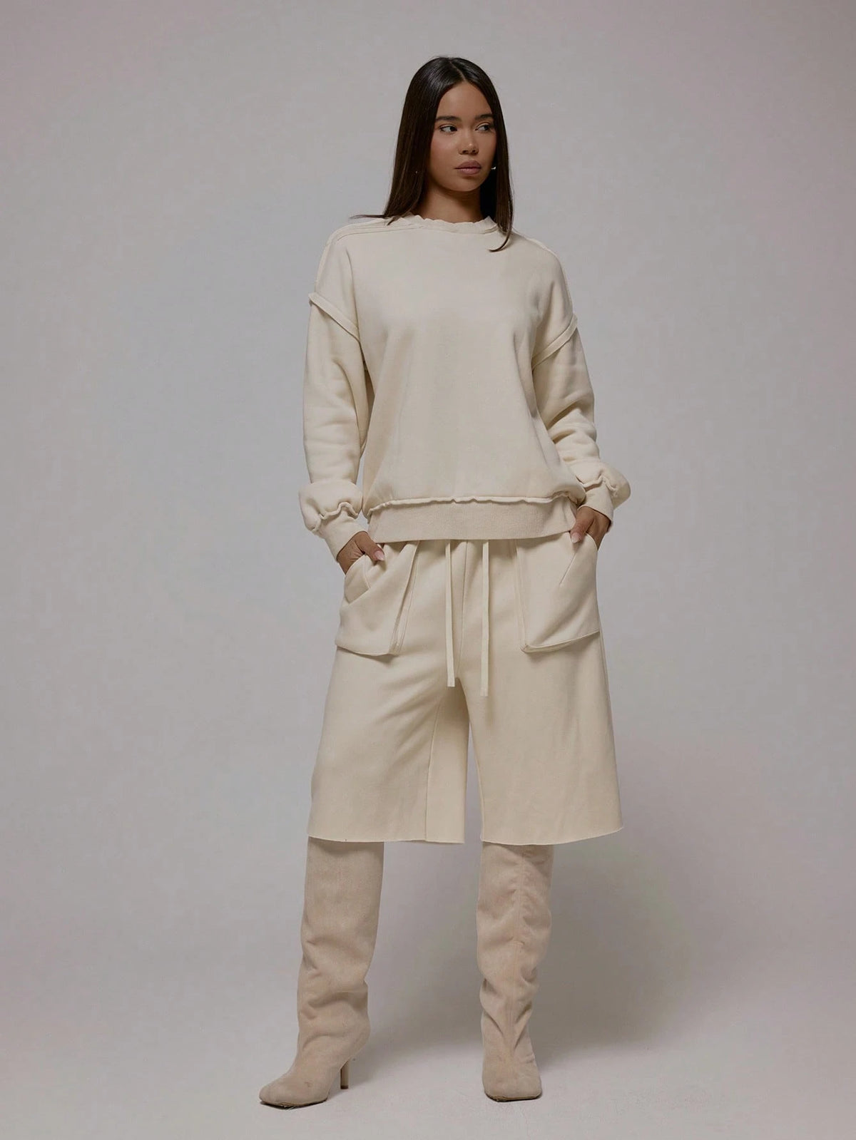 Apricot Raw Hem Jogger Shorts