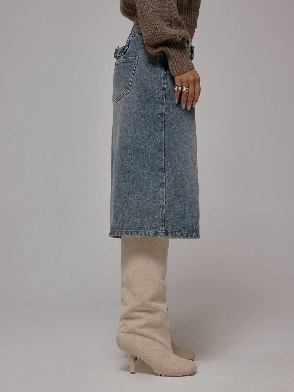 Blue Oversized Longline Denim Jorts