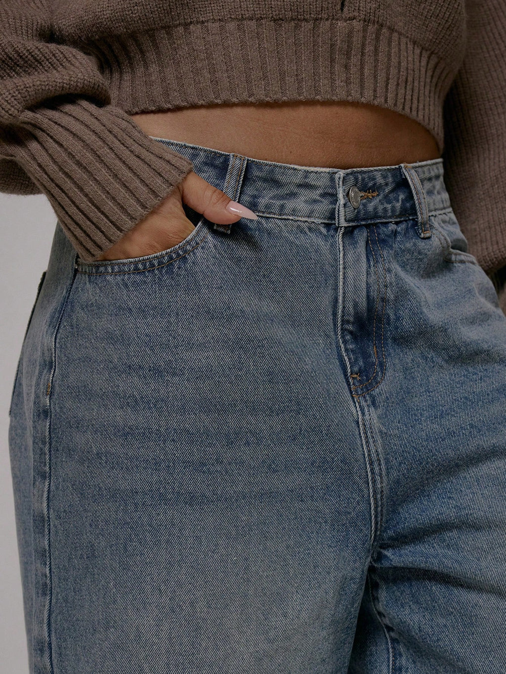 Blue Oversized Longline Denim Jorts