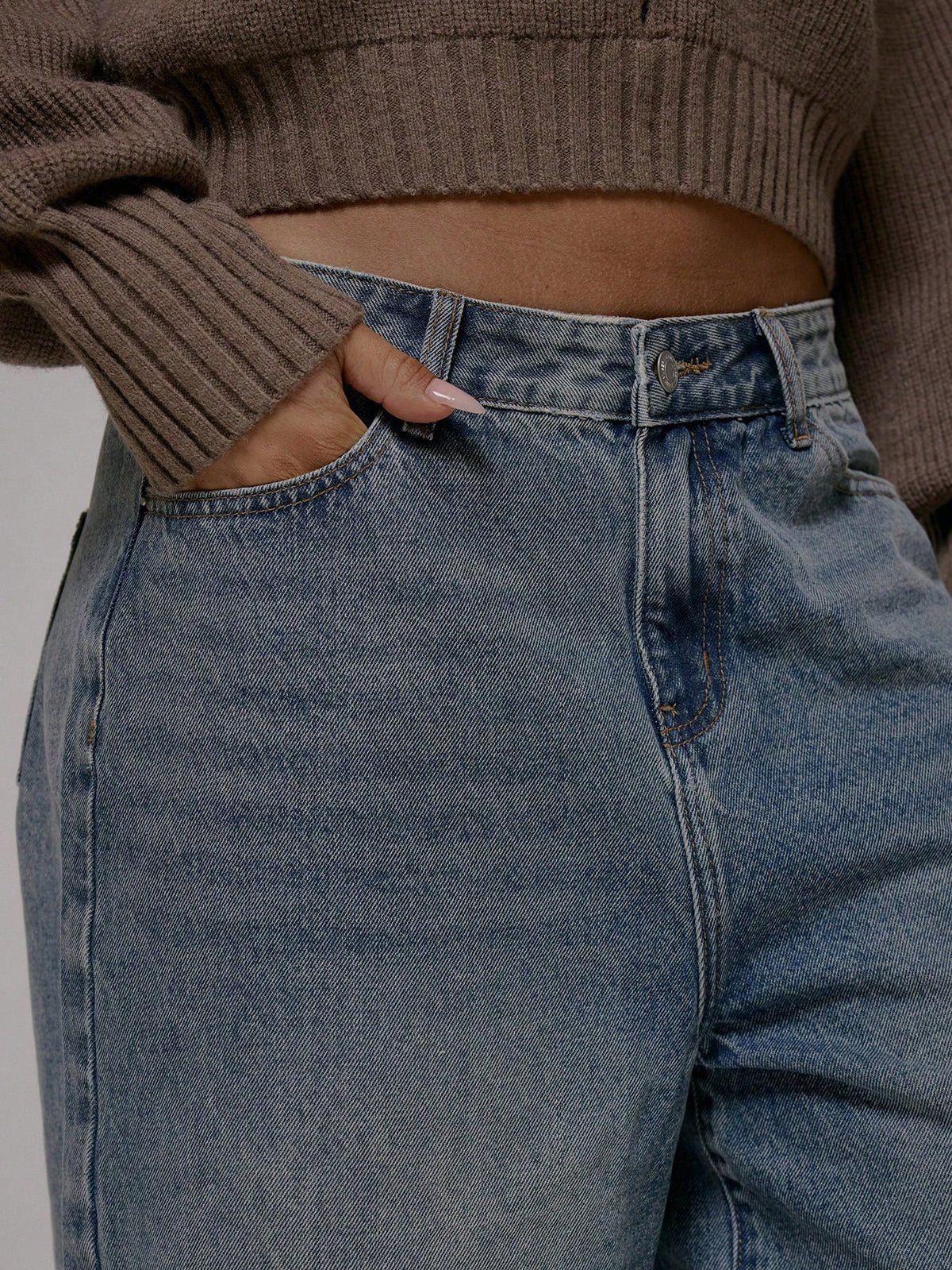 Blue Oversized Longline Denim Jorts