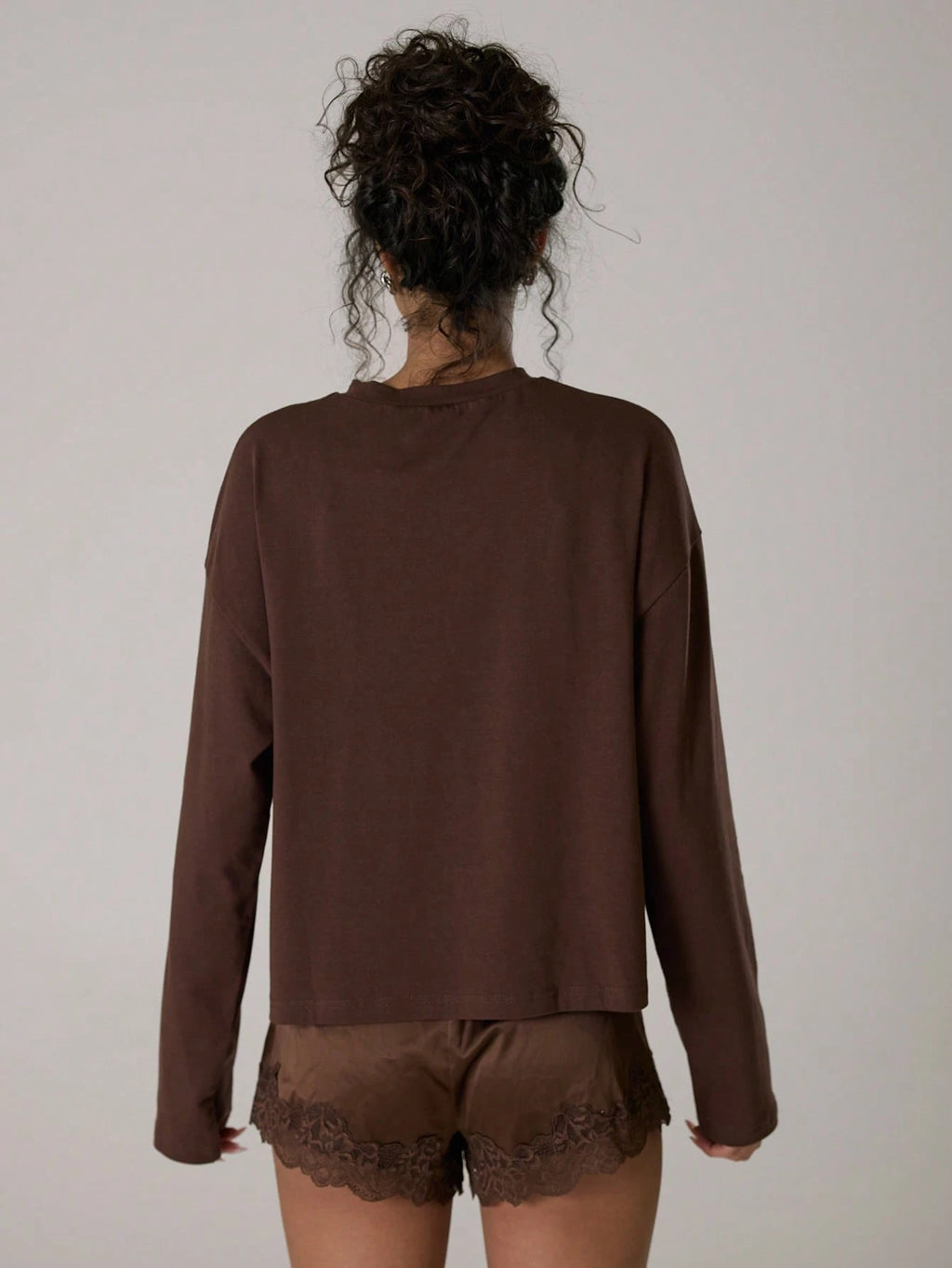 Chocolate Brown Oversized Long Sleeve Top