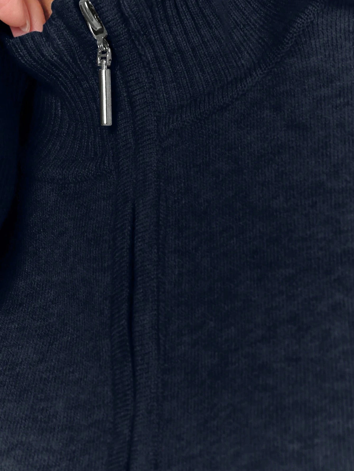 Navy Marl Funnel Neck Zip Cardigan