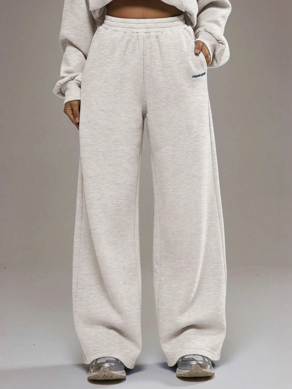 Light Grey Oversized Wide Leg Joggers