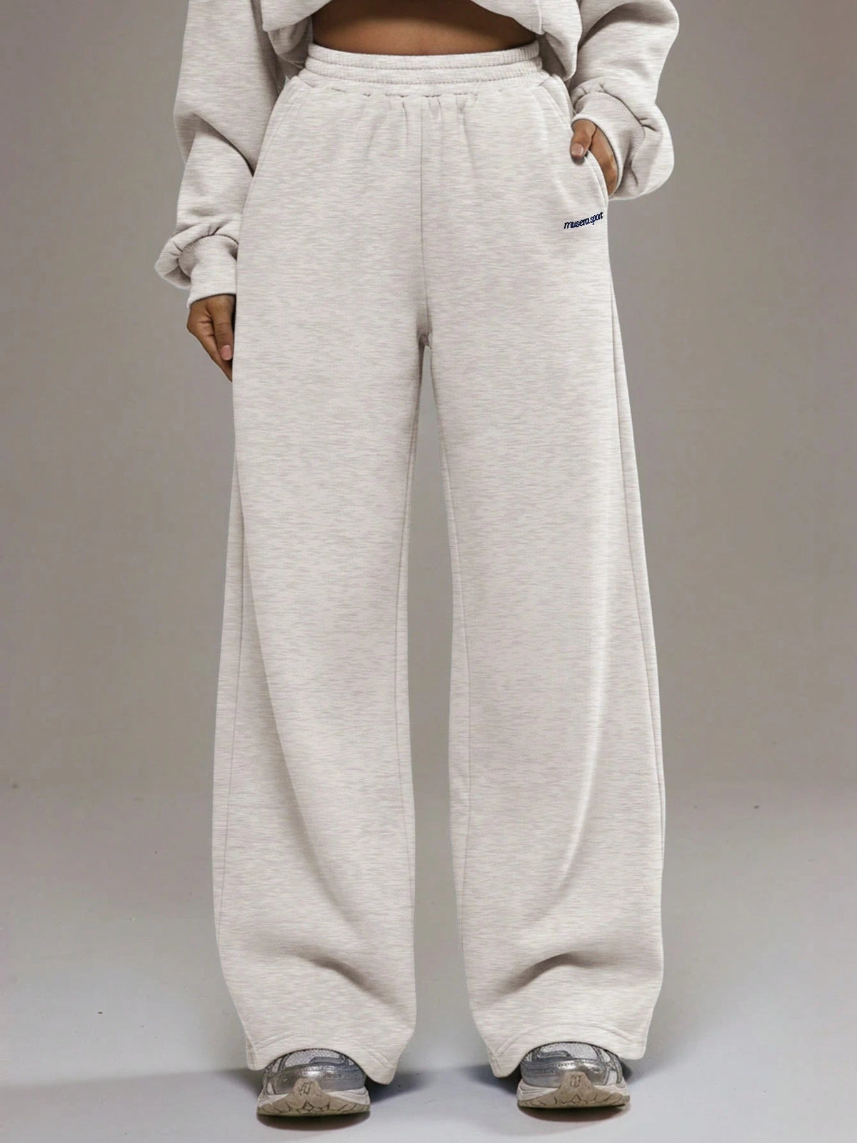 Light Grey Oversized Wide Leg Joggers