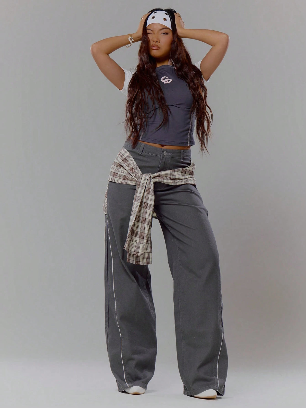 Dark Grey Baggy Wide Leg Jeans