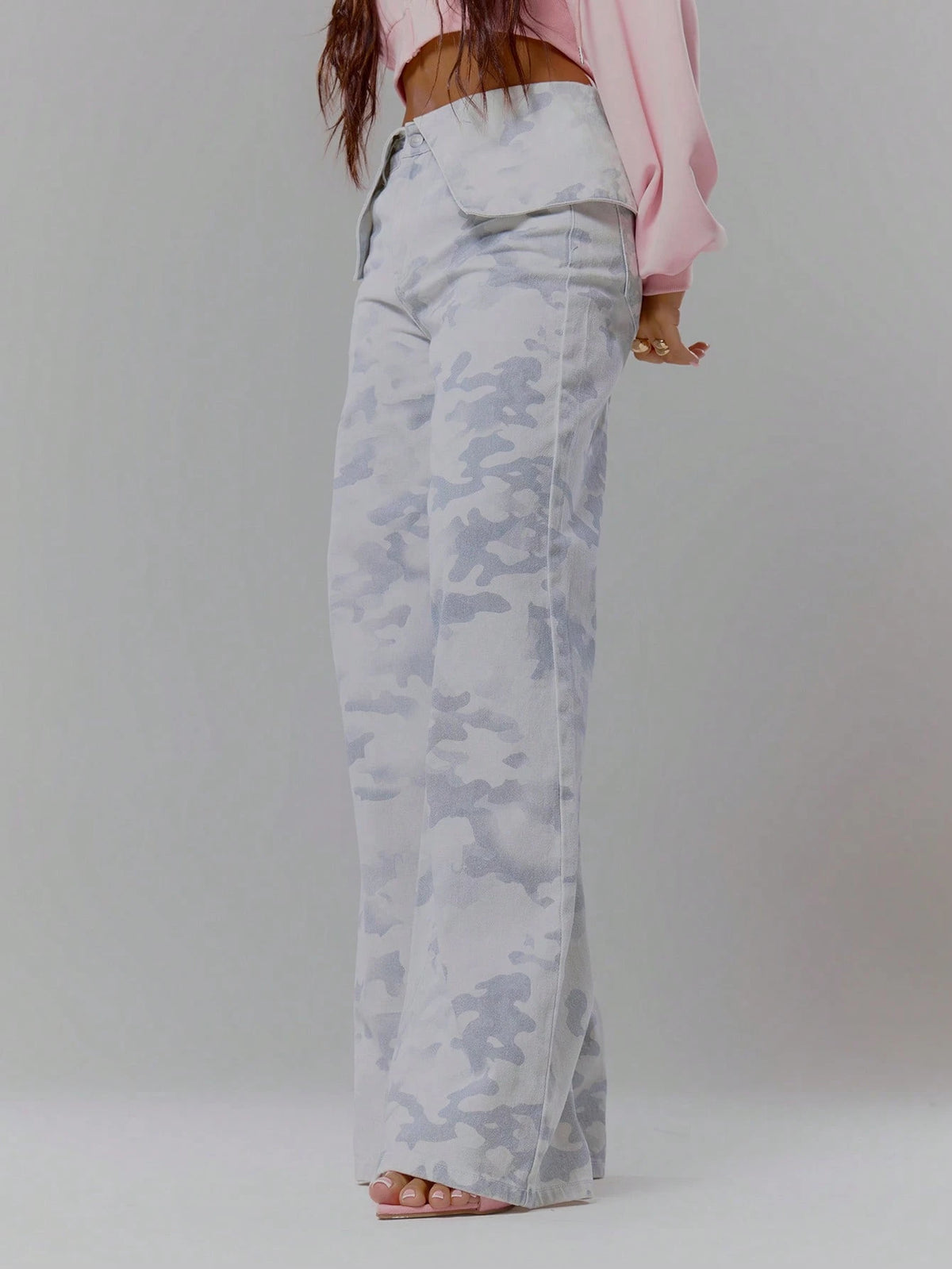 Camo Wide Leg Cotton Trousers