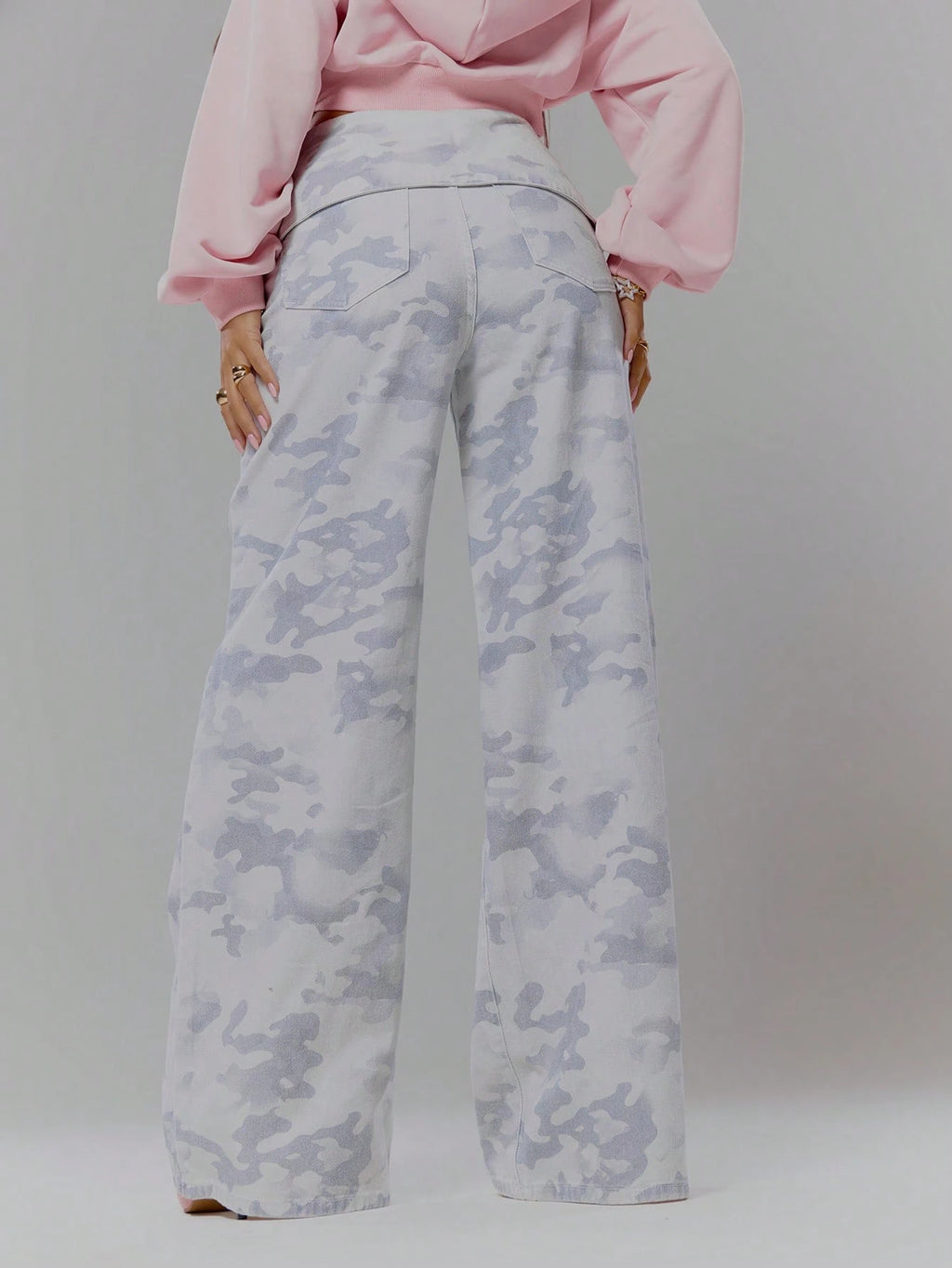 Camo Wide Leg Cotton Trousers