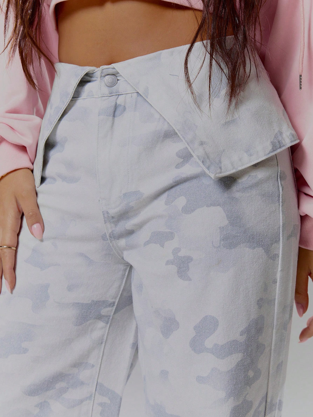 Camo Wide Leg Cotton Trousers