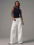 White Boyfriend Wide Leg Jeans