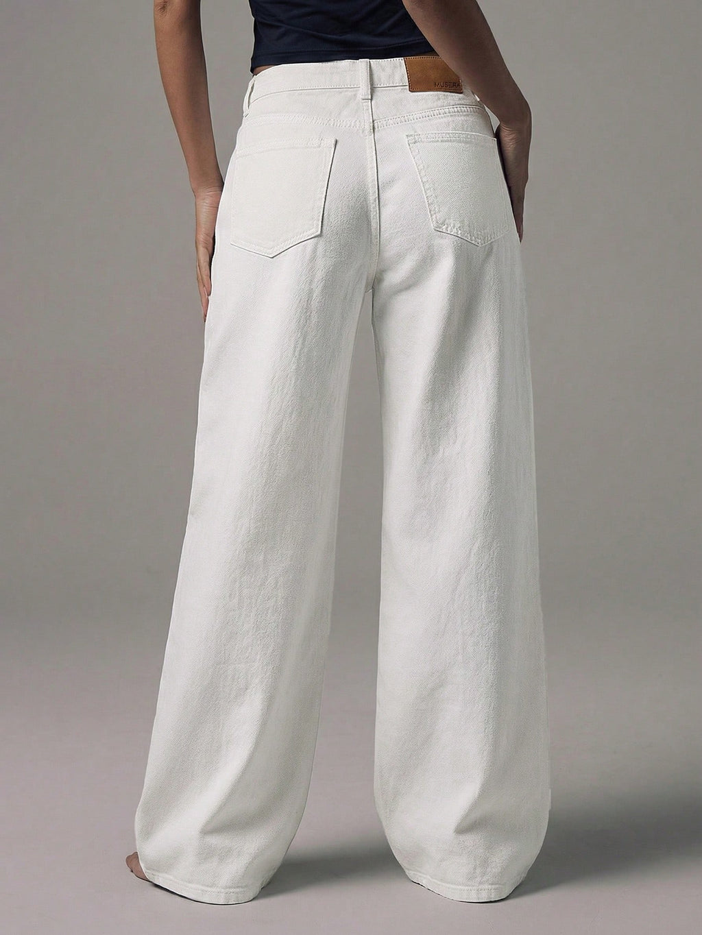 White Boyfriend Wide Leg Jeans