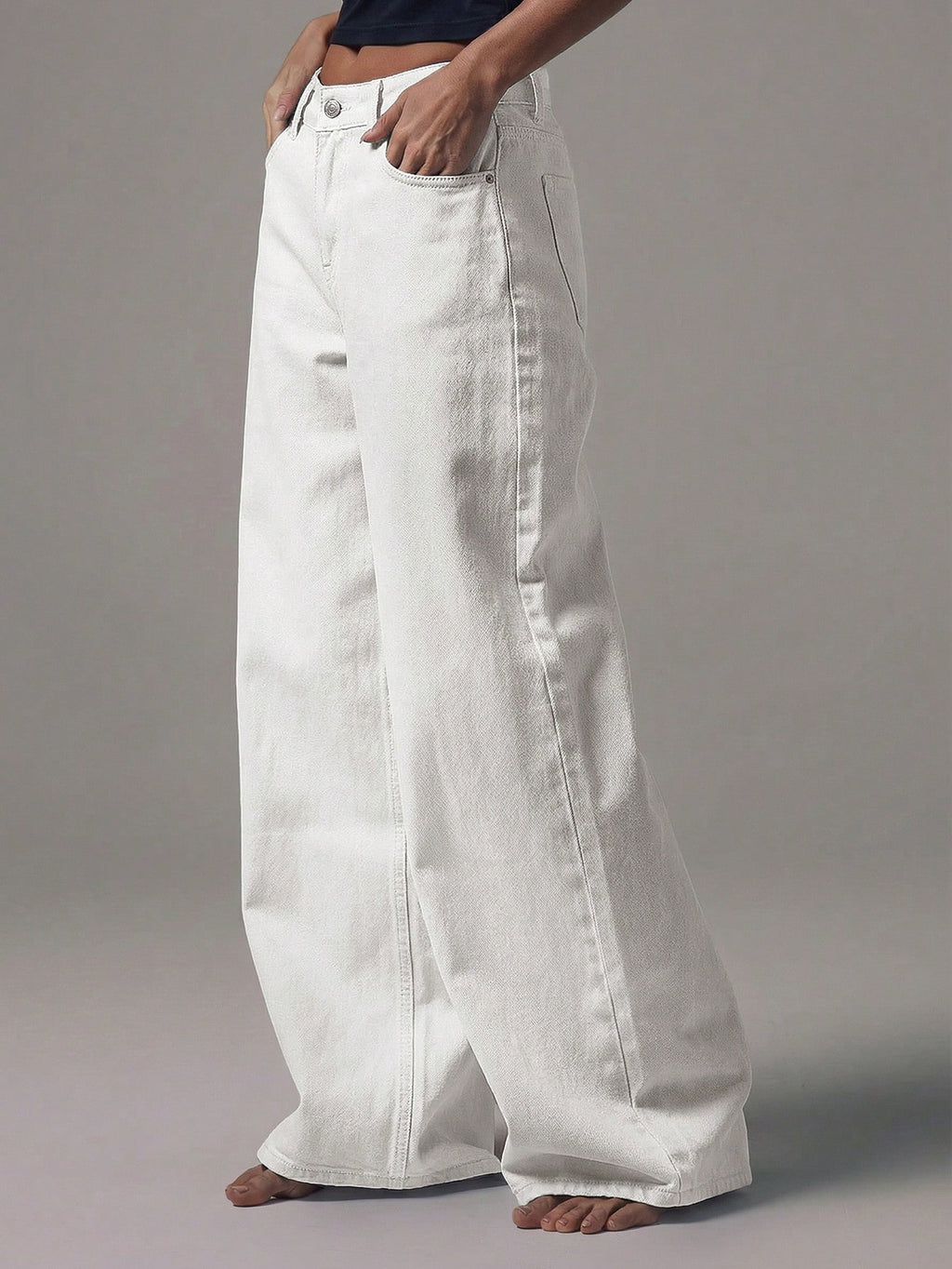 White Boyfriend Wide Leg Jeans