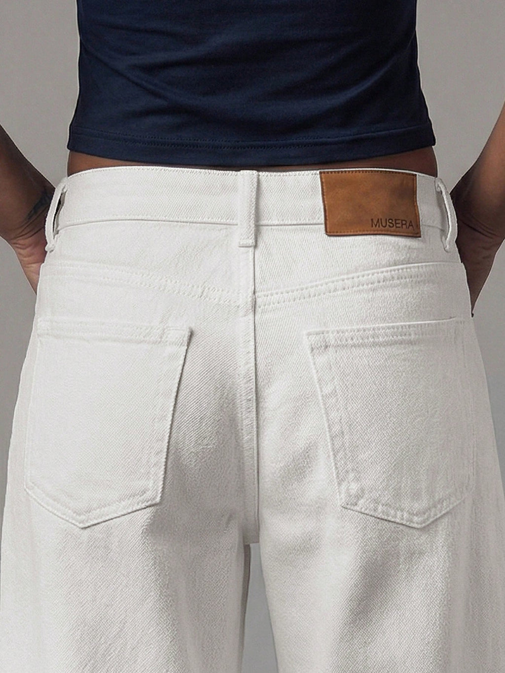 White Boyfriend Wide Leg Jeans