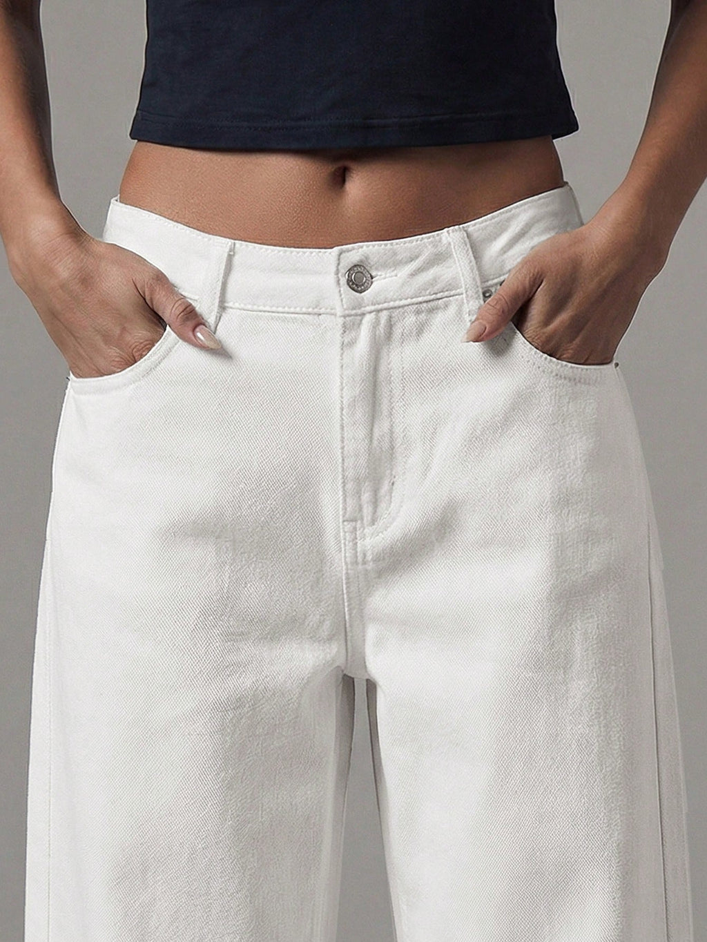 White Boyfriend Wide Leg Jeans