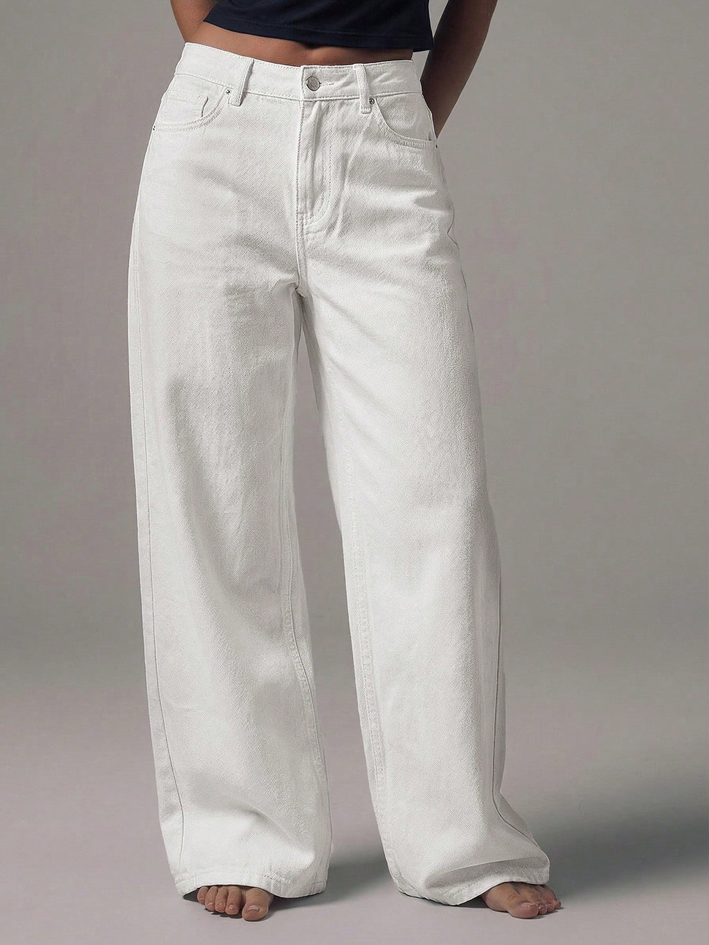 White Boyfriend Wide Leg Jeans