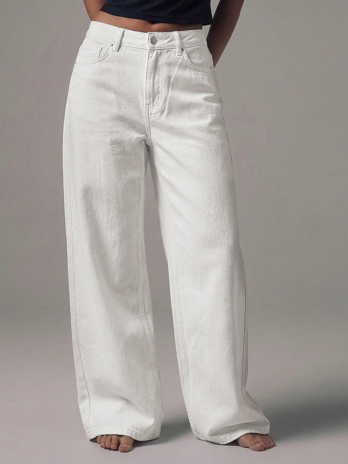 White Boyfriend Wide Leg Jeans