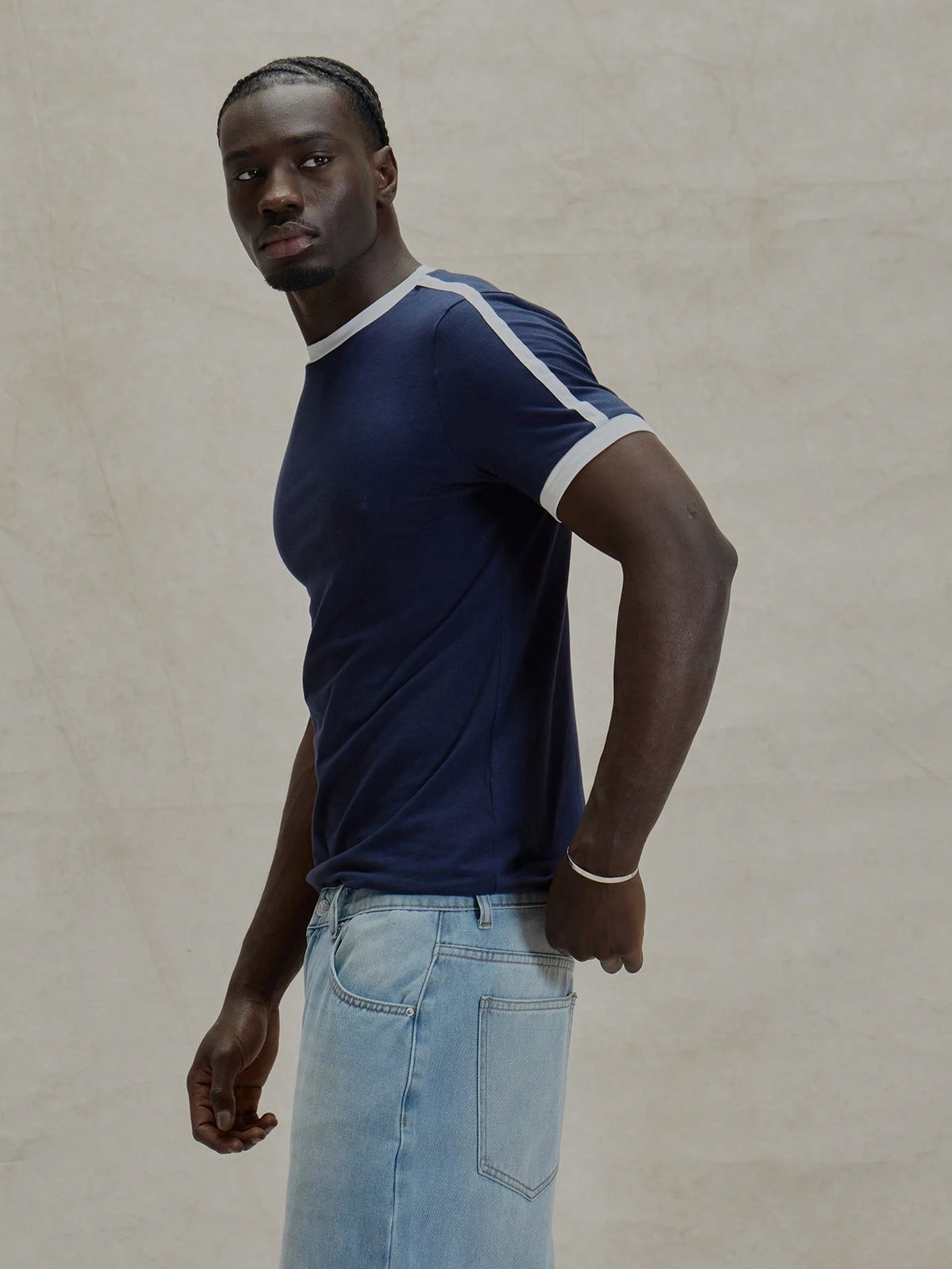 Navy Contrast Slim Fit T-Shirt
