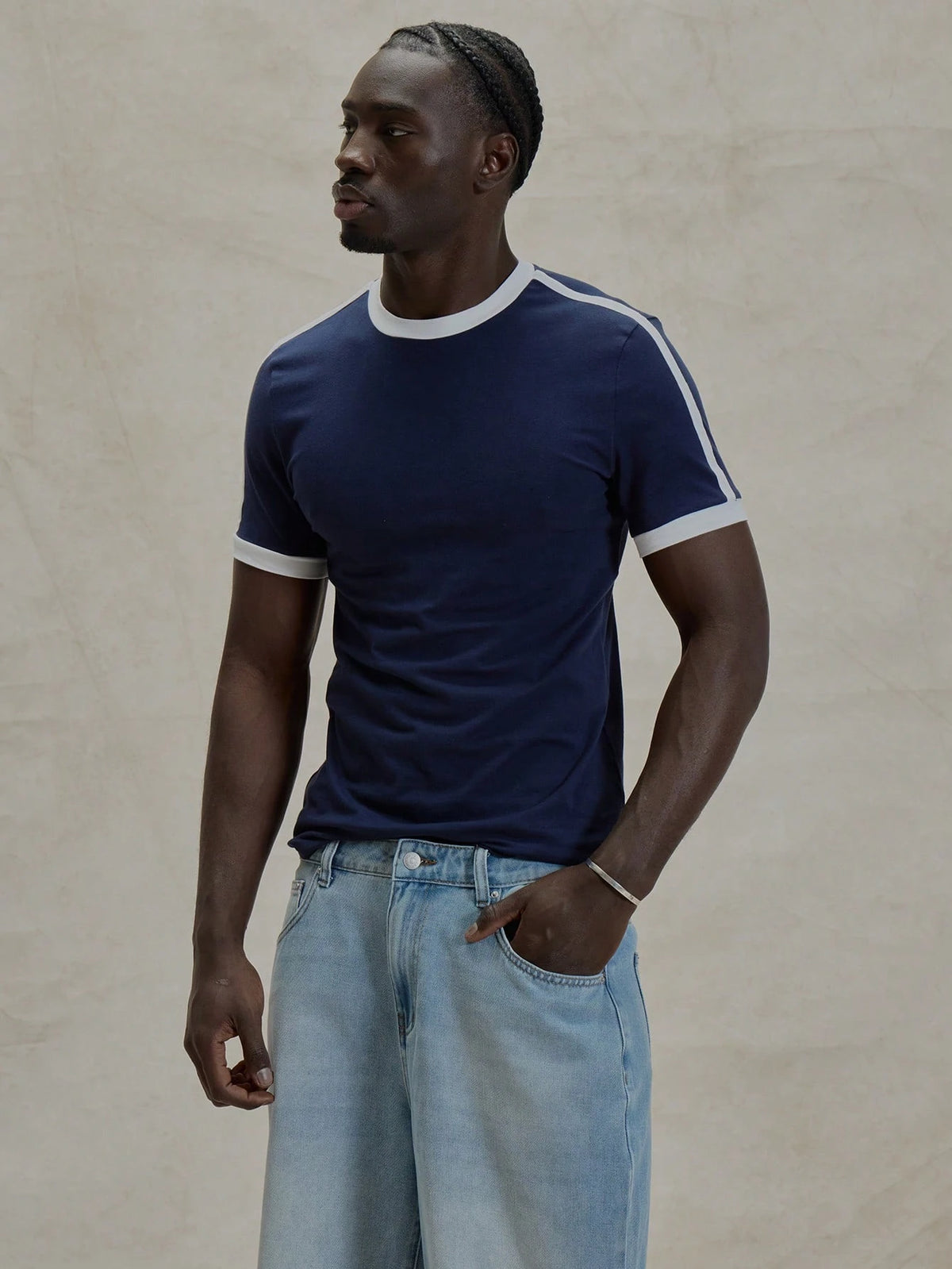Navy Contrast Slim Fit T-Shirt