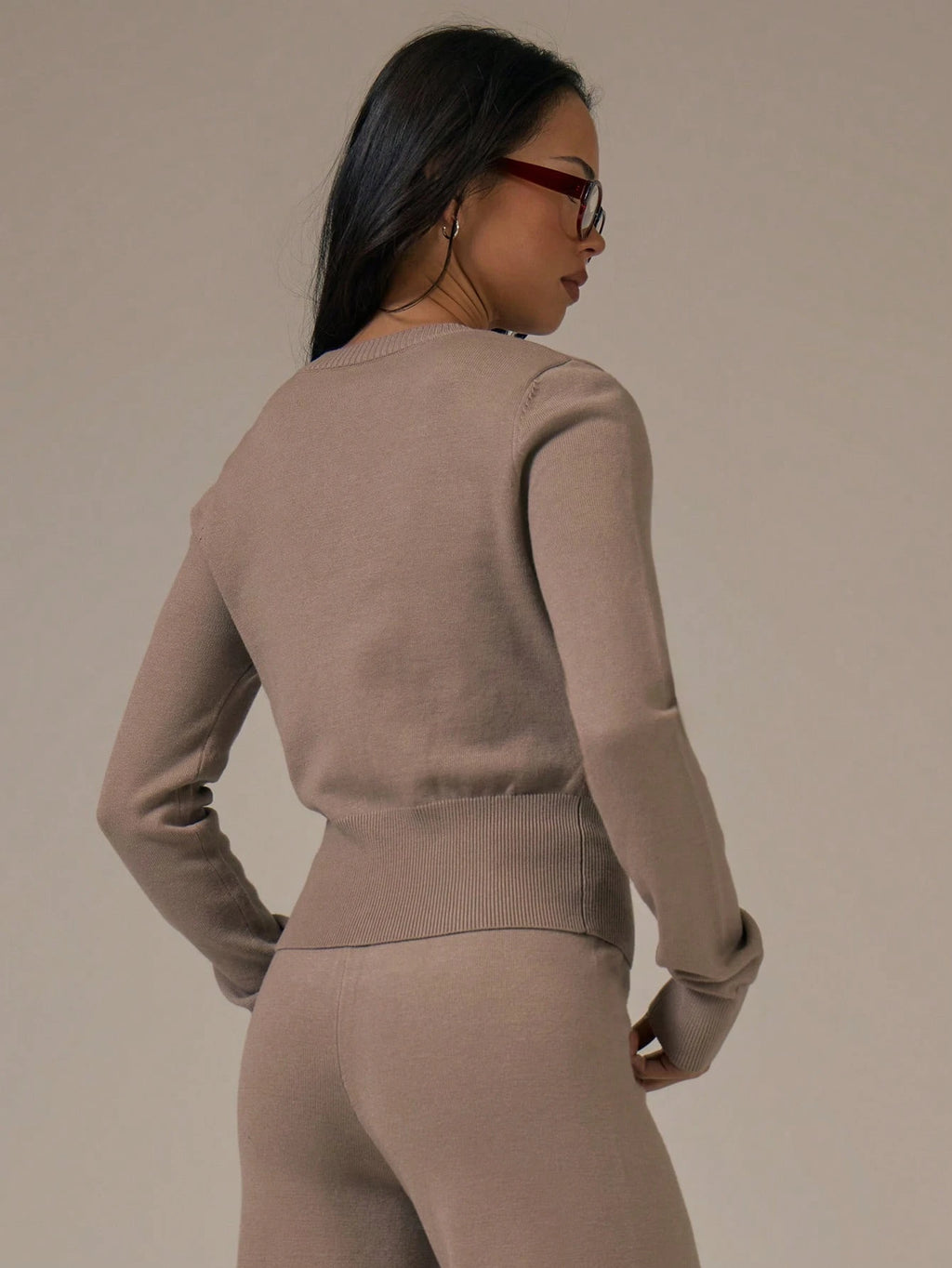 Khaki Fitted Button Cardigan
