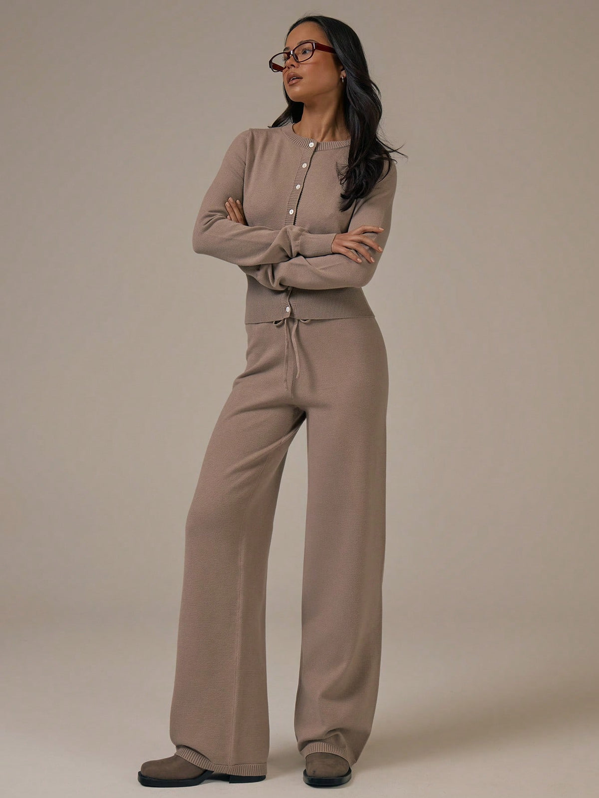 Khaki Fitted Button Cardigan