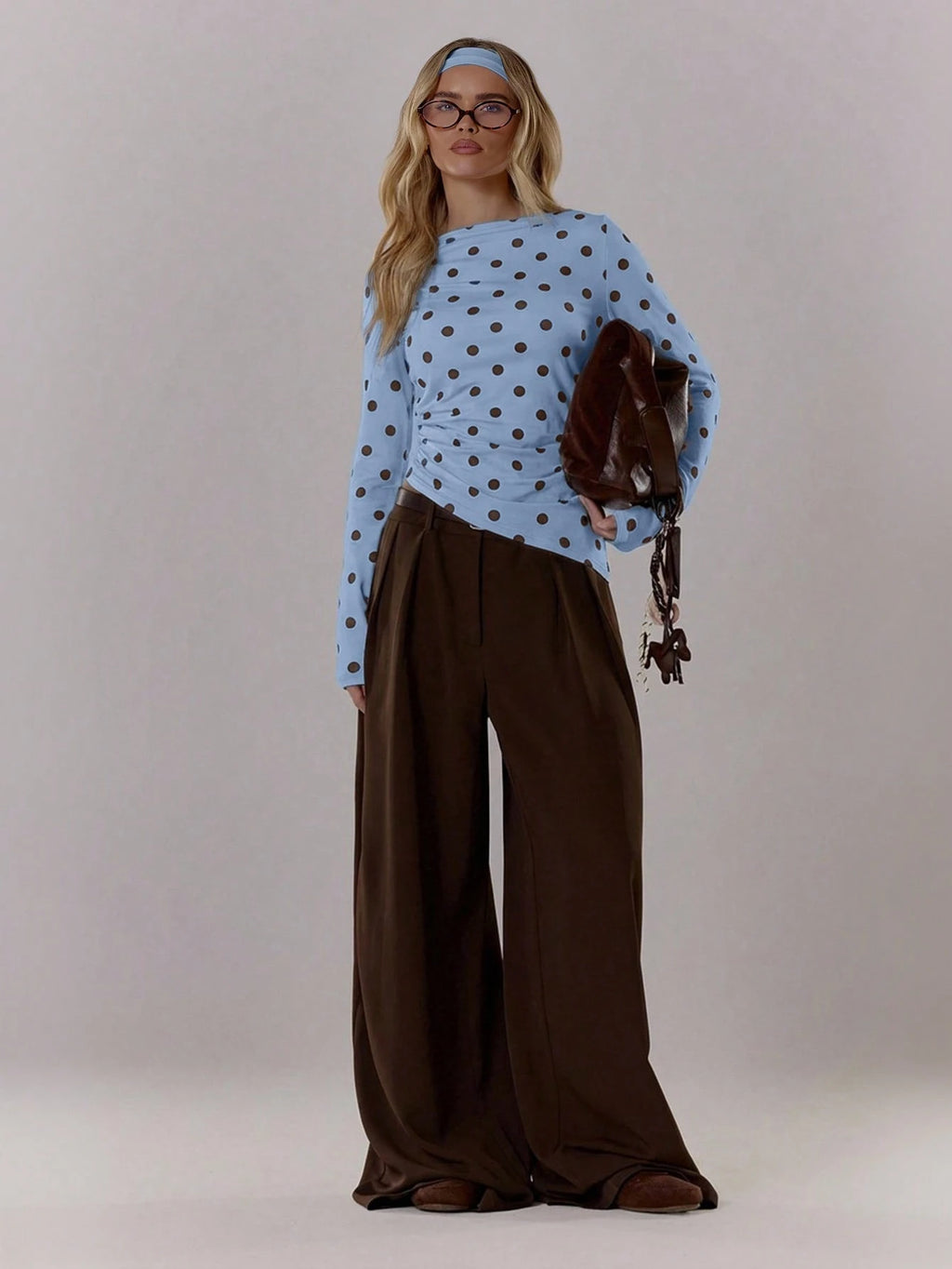 Blue Polka Dot Long Sleeve Top
