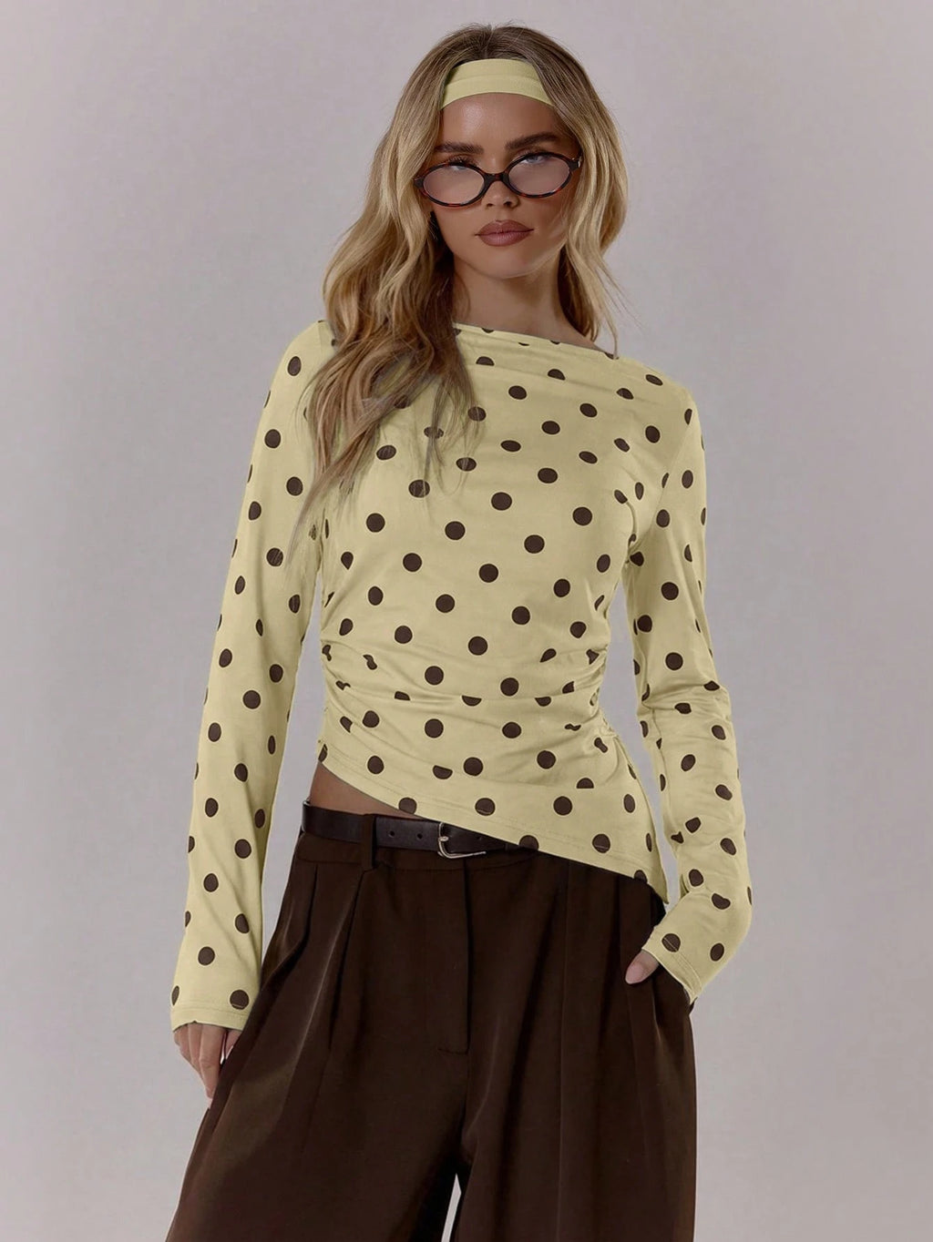 Yellow Polka Dot Long Sleeve Top