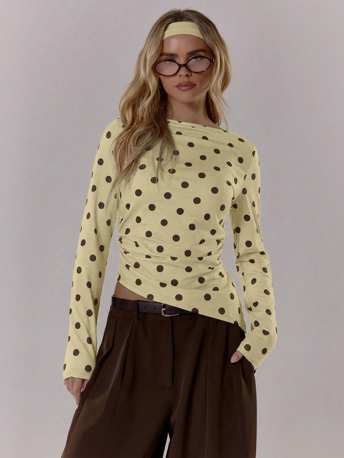 Yellow Polka Dot Long Sleeve Top