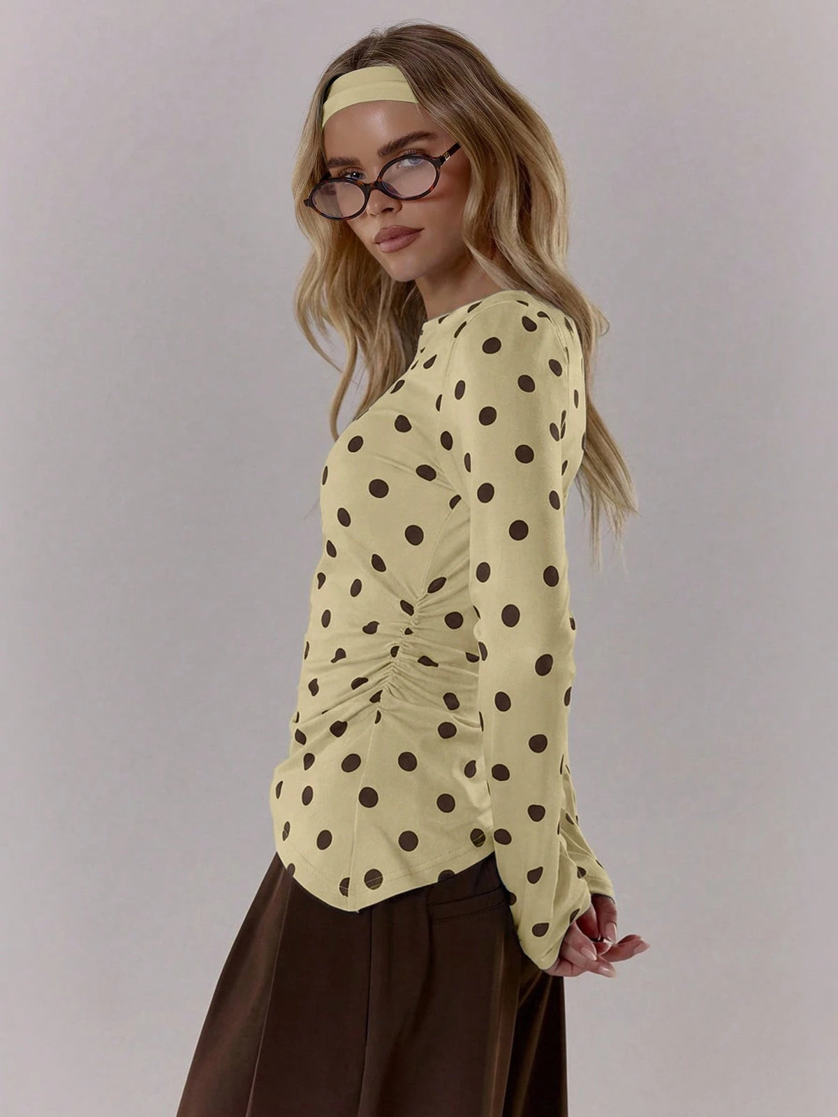 Yellow Polka Dot Long Sleeve Top