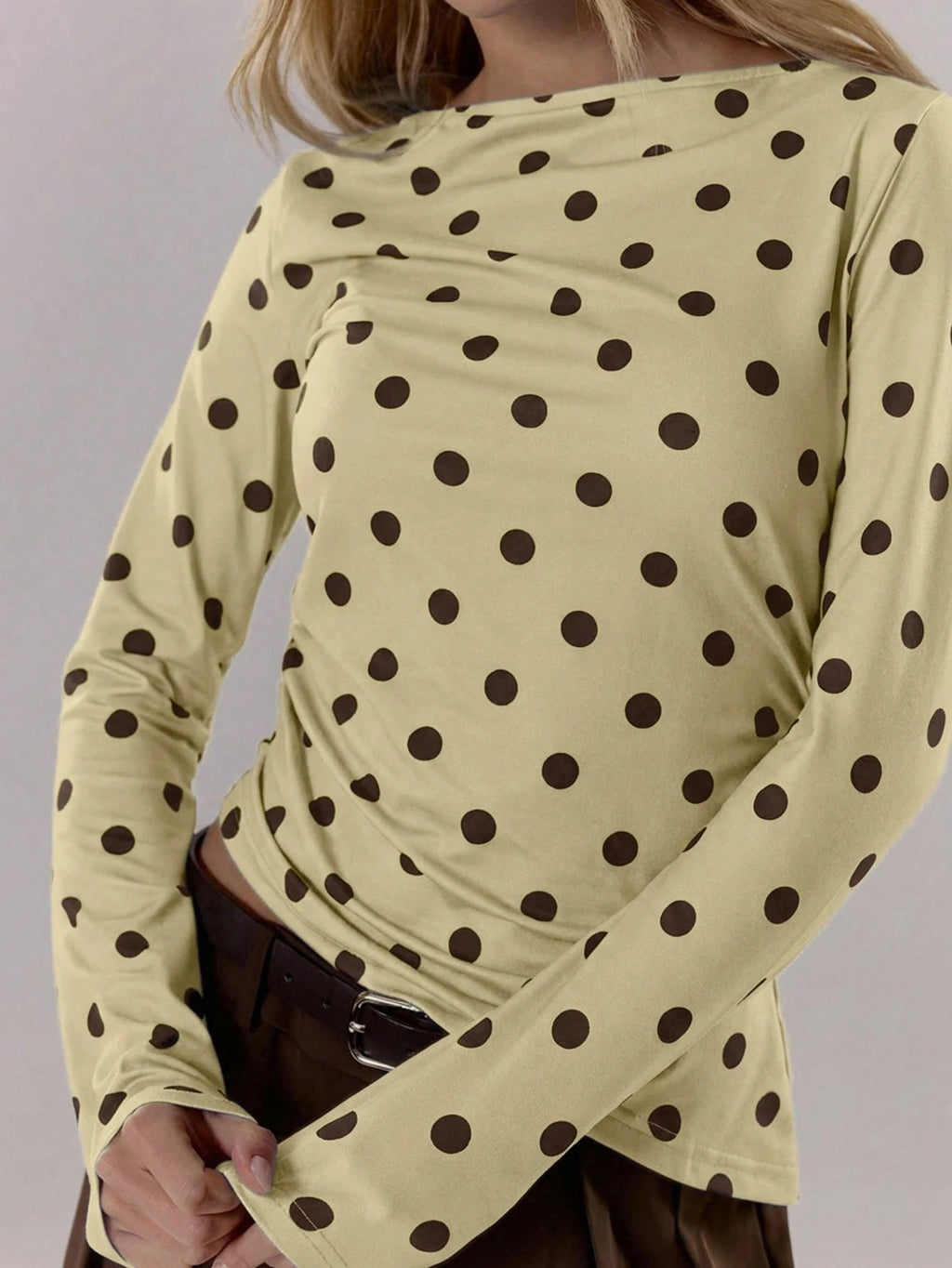 Yellow Polka Dot Long Sleeve Top