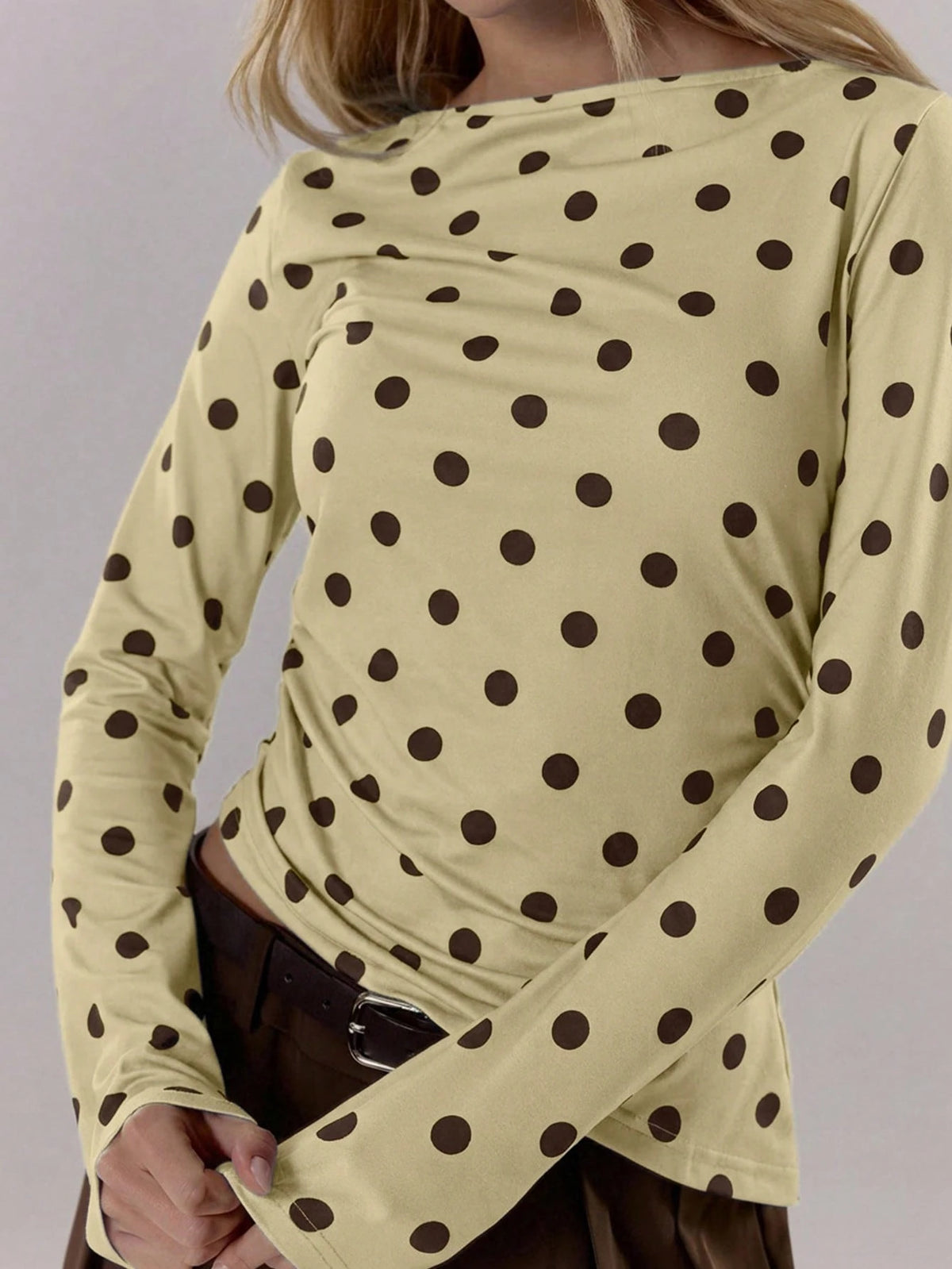 Yellow Polka Dot Long Sleeve Top