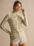 Yellow Stripe Funnel Neck Zip Knit