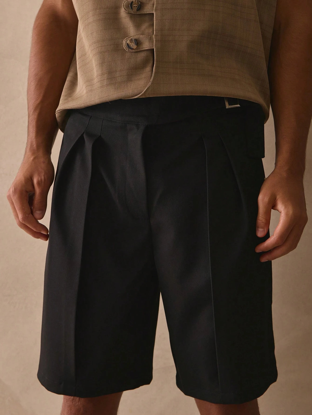 Black Tailored Longline Bermuda Shorts
