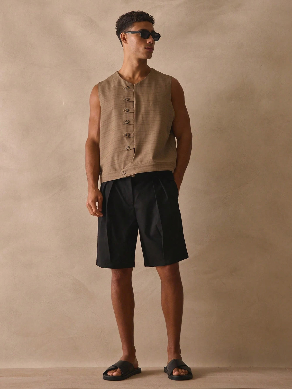 Black Tailored Longline Bermuda Shorts