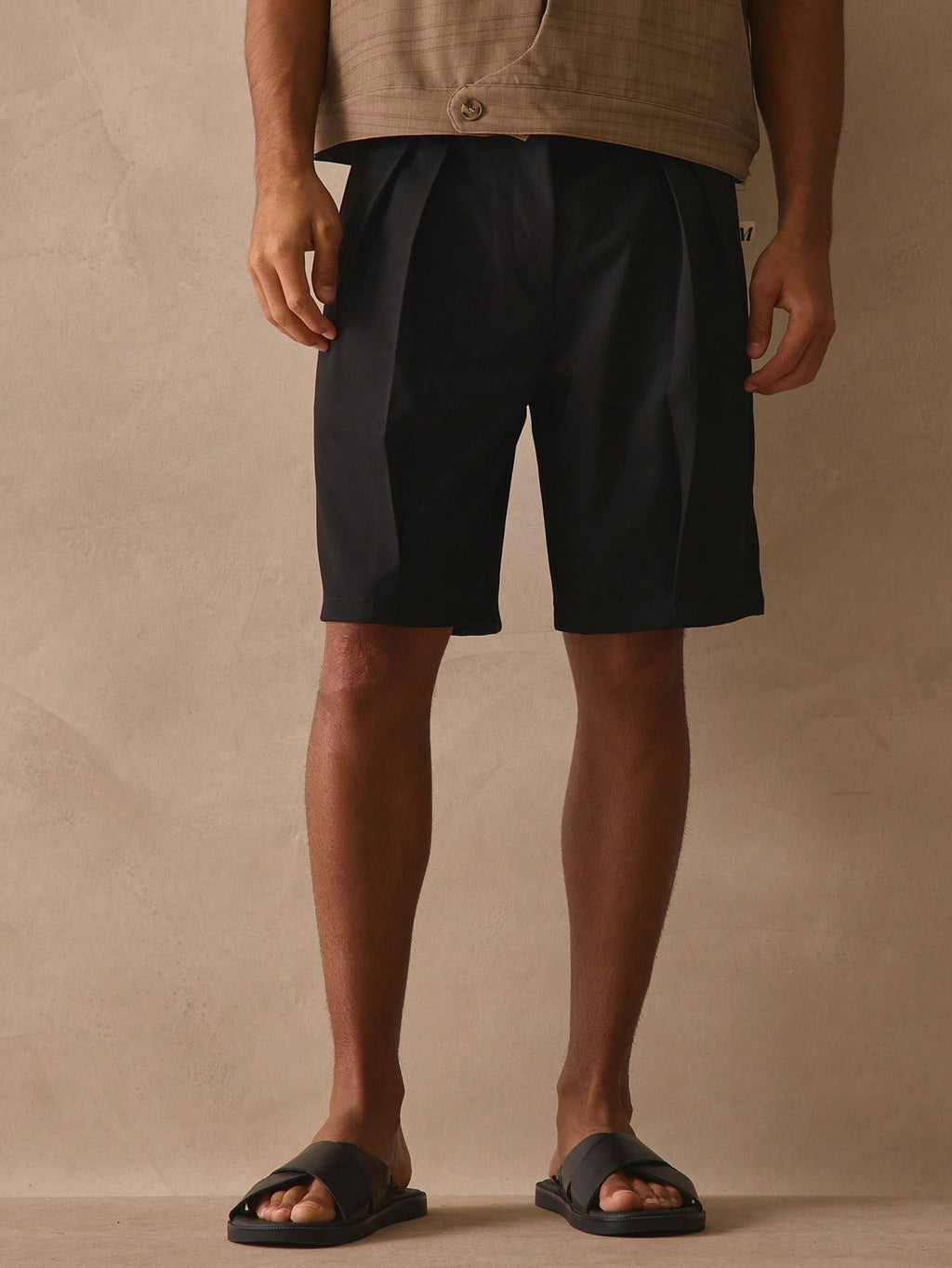 Black Tailored Longline Bermuda Shorts